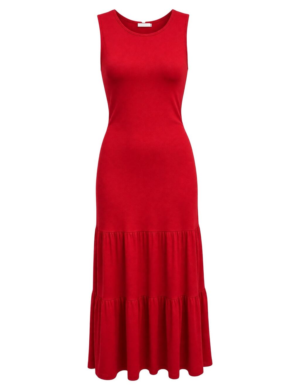 J. Jill Women's 2x Plus Geranium Red Tiered Slub-Knit Sleeveless Maxi Dress